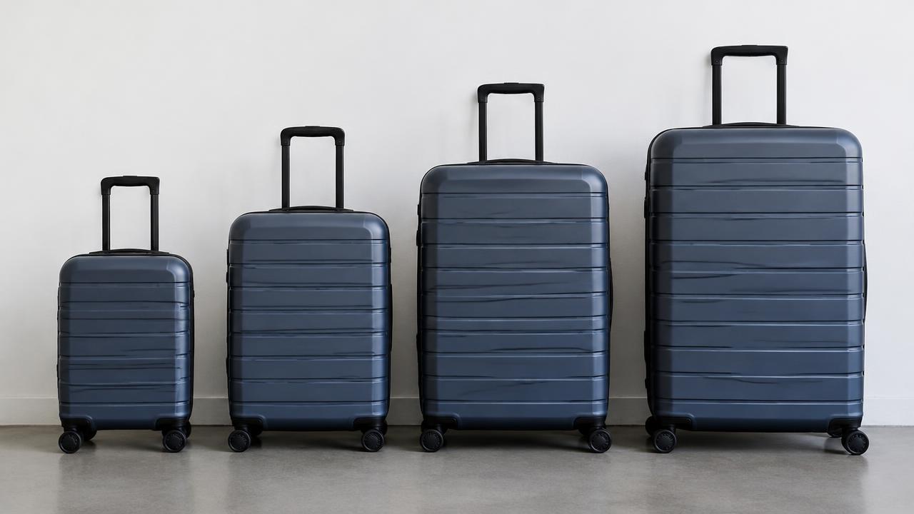 Four suitcases of different sizes side by side